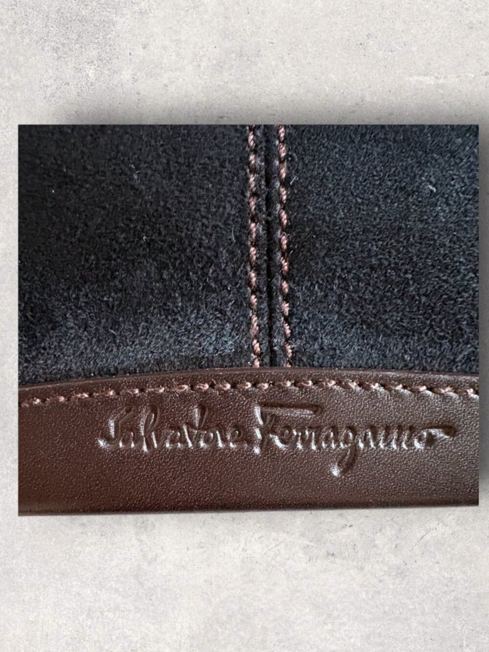 Ferragamo Vintage Suede Tote Dark Brown with Leather Trim - Picture 2 of 8